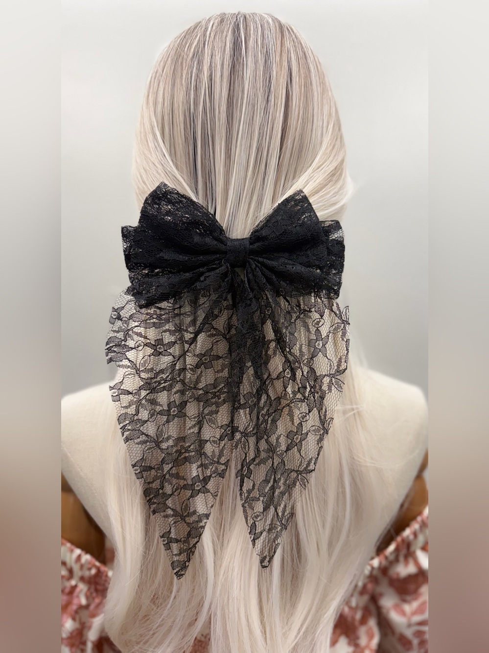 Black Lace Bow Hair Barrette Large Gothic Coquette French Hair Clip